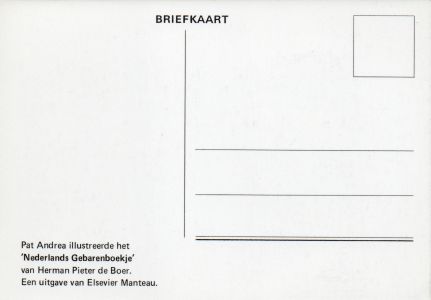 Informatie voor de pers - briefkaart met een afbeelding van het boek (achterkant)