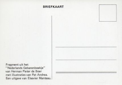 Informatie voor de pers - briefkaart met een gebaar (achterkant)
