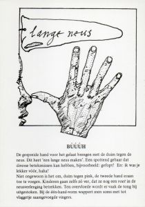 Informatie voor de pers - briefkaart met het gebaar "Bûûûh" (voorkant)