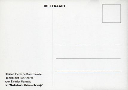 Informatie voor de pers - briefkaart met een foto van Herman Pieter de Boer (achterkant)
